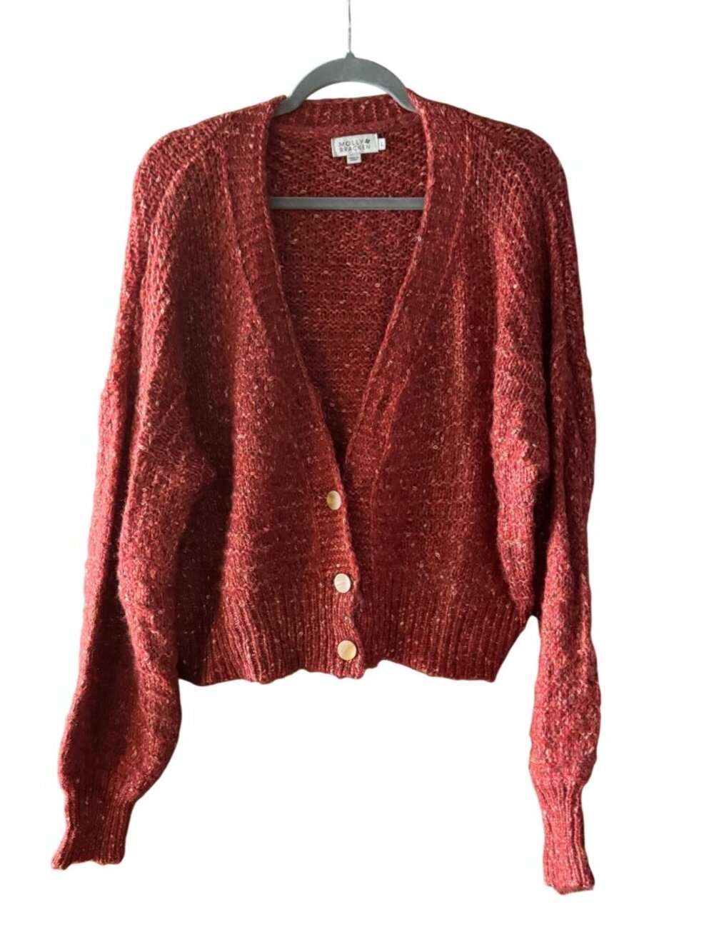 Molly Bracken Red Knit Cardigan — Size Large
